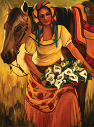 PUZZLE SUNSOUT 60861 MUJER CON CABALLO Y FLORES